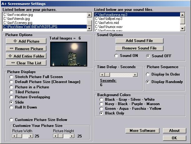 Screenshot of A+ Screensaver Creator 3.24e