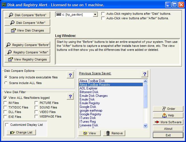 Screenshot for Disk and Registry Alert 2.14g