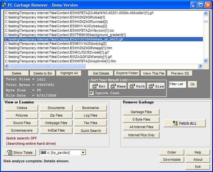 Screenshot of PC Garbage Remover